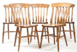 FIVE 19TH CENTURY VICTORIAN BEECH & ELM FARMHOUSE DINING CHAIRS