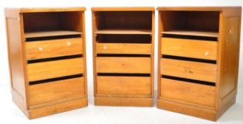 PAIR OF LATE 20TH CENTURY PLYWOOD WITH OAK VENEER CHEST OF DRAWERS