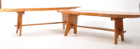 PAIR OF VINTAGE OAK WOOD LIVE EDGE COFFEE TABLES