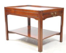 20TH CENTURY CAMPAIGN STYLE MAHOGANY SIDE / LAMP TABLE