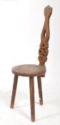 EARLY 20TH CENTURY CARVED OAK SPINNING / WELSH STICK CHAIR