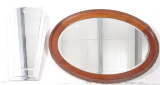 EARLY 20TH CENTURY OVAL WALL MIRROR W/ ART DECO EXAMPLE