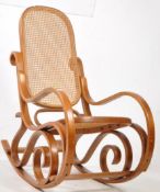 THONET MANNER - 20TH CENTURY BENTWOOD & RATTAN ROCKING CHAIR