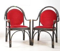 PAIR OF VINTAGE BAMBOO & WICKER CHAIRS