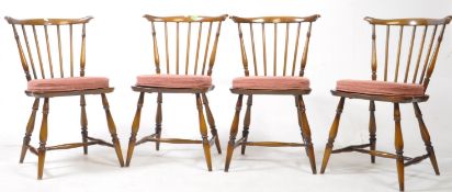 ERCOL MODEL 714 - SET OF FOUR RETRO BEECH & ELM DINING CHAIRS