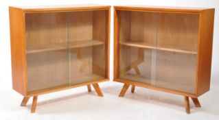 BRITISH MODERN DESIGN - PAIR OF TEAK MIDE CENTURY BOOKCASES