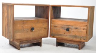 PAIR OF CONTEMPORARY MANGO WOOD BEDSIDES