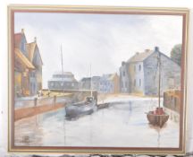 K. GILLINGHAM - 20TH CENTURY OIL ON BOARD HARBOURSIDE PAINTING