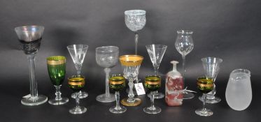 COLLECTION OF 20TH CENTURY DRINKING GLASSES AND STUDIO ART GLASS