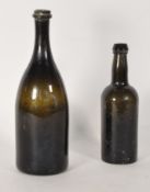 TWO EARLY 19TH CENTURY WINE / WATER BOTTLES