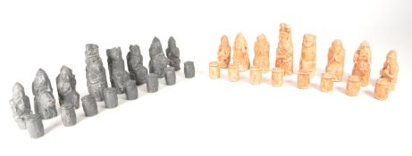 20TH CENTURY RESIN REPRODUCTION CHESS SET OF THE LEWIS CHESSMEN