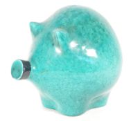 VINTAGE ITALIAN BITOSSI STYLE BLUE GLAZED PIGGY BANK