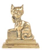 LATE 19TH CENTURY VICTORIAN BRASS CHESHIRE CAT DOORSTOP