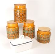 HORNSEA - COLLECTION OF FOUR BRONTE CONTAINERS AND BUTTER DISH