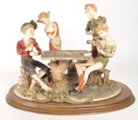 CAPODIMONTE - 20TH CENTURY TEPIZZI CARD PLAYER GROUP FIGURE