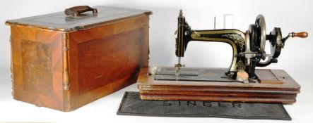 WEAVER & SON - EARLY 20TH CENTURY WALNUT CASED SEWING MACHINE