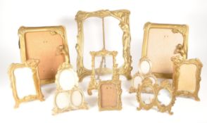 COLLECTION OF 20TH CENTURY ART NOUVEAU STYLE BRASS FRAMES