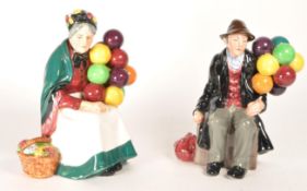 ROYAL DOULTON - TWO MID CENTURY PORCELAIN BALLOON SELLER FIGURES