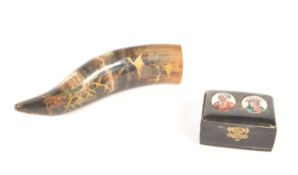 EARLY 20TH CENTURY HAND PAINTED JAPANESE HORN W/ MARRIAGE BOX