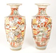 TWO JAPANESE MEIJI PERIOD SATSUMA POTTERY VASES