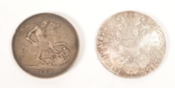 1891 QUEEN VICTORIA SILVER CROWN & SILVER THALER