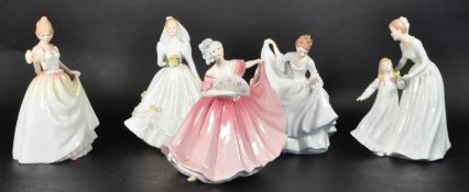 ROYAL DOULTON - FIVE LATE 20TH CENTURY PORCELAIN LADY FIGURES