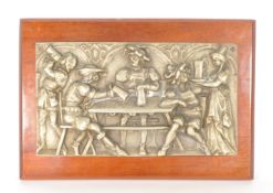 20TH CENTURY BRASS GERMAN WALL PLAQUE MOUNTED ON WOODEN BOARD
