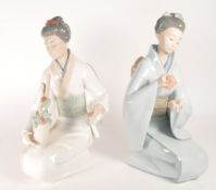 LLADRO - NAO - TWO LATE 20TH CENTURY GEISHA PORCELAIN LADY FIGURES