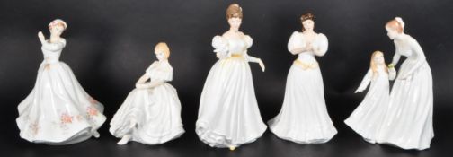 ROYAL DOULTON - FIVE LATE 20TH CENTURY BONE CHINA LADY FIGURES