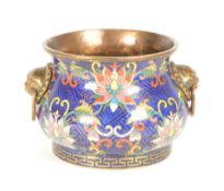 EARLY 20TH CENTURY CHINESE CLOISONNE BRASS POT
