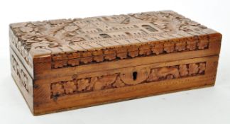 EARLY 20TH CENTURY ANGLO INDIAN CARVED JEWELLERY BOX
