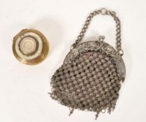 20TH CENTURY WHITE METAL ART NOUVEAU COIN PURSE WITH BRASS POT