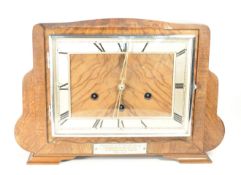 HALLER - MID CENTURY ART DECO STYLE WOODEN MANTEL CLOCK