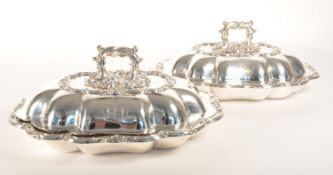 TWO SCOTTISH VINTAGE SILVER PLATE LIDDED TUREENS