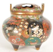 JAPANESE EARLY 20TH CENTURY MEIJI PERIOD CLOISONNE INCENSE BURNER CENSOR