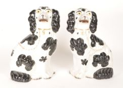 PAIR OF 19TH CENTURY STAFFORDSHIRE FLATBACK DOGS