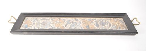 19TH CENTURY CHINESE TWIN HANDLED WOODEN AND GLAZED TRAY