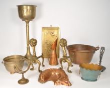 COLLECTION OF 20TH CENTURY BRASS AND COPPER HOUSEHOLD ITEMS