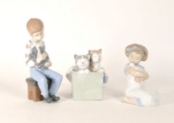 NAO BY LLADRO - THREE VINTAGE 20TH CENTURY PORCELAIN FIGURINES