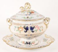 19TH CENTURY VICTORIAN IRONSTONE LIDDED TUREEN AND SERVING PLATE