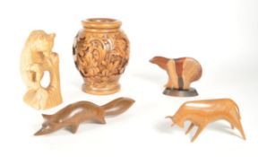 COLLECTION OF 20TH CENTURY CARVED WOODEN FIGURES