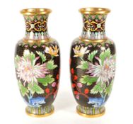 PAIR OF EARLY 20TH CENTURY JAPANESE CLOISONNE VASES