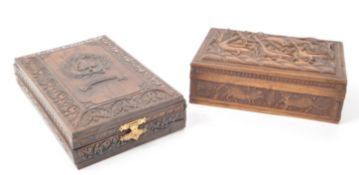 TWO VINTAGE 20TH CENTURY CARVED WOODEN BOXES
