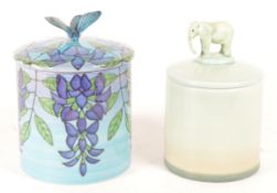 DENNIS CHINA WORKS - TWO 21ST CENTURY EARTHENWARE LIDDED POTS