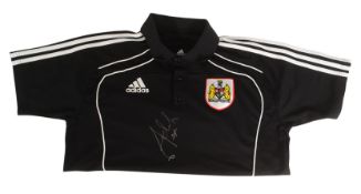 BRISTOL CITY F.C - 2010-11 SEASON POLO SHIRT FOOTBALL AWAY KIT SIGNED BY ALBERT ADOMAH