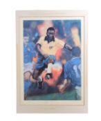 PELE (1940-2022) - C. MICHAEL DUDASH SIGNED LTD ED PRINT OF FOOTBALLER