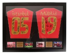 LIVERPOOL F.C - AUTOGRAPHED FOOTBALL SHIRT CHAMPIONS LEAGUE DISPLAY