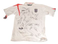 ENGLAND NATIONAL FOOTBALL TEAM - 2005-07 UMBRO HOME SHIRT SIGNED BY FAMOUS PLAYERS