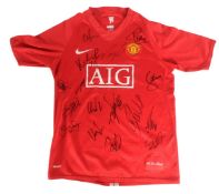 MANCHESTER UNITED - 2007-08 SEASON FOOTBALL HOME SHIRT KIT BOYS SIGNED INC RONALDO
