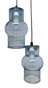 PAIR OF VINTAGE MID CENTURY STYLE BLUE GLASS CEILING PENDANT LIGHTS
